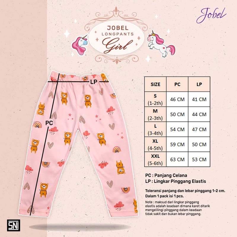 Kazel - Jobel Longpants Motif Girl (0-5 tahun) By Kazel - Celana anak Perempuan 0-5 Tahun / Celana anak murah