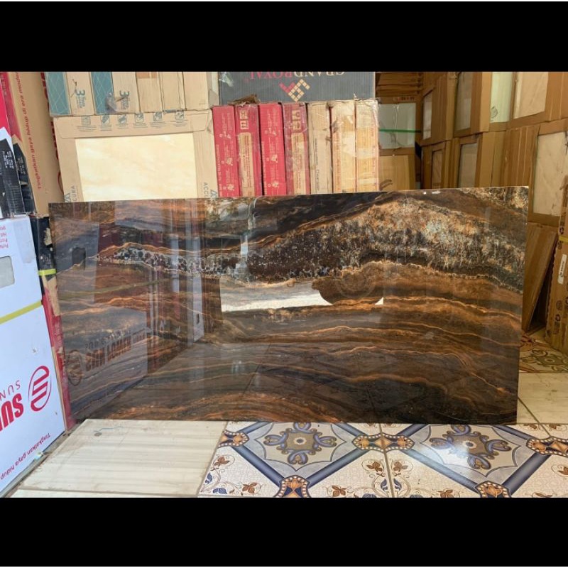 granit 60x120 lantai dinding  wave brown savona