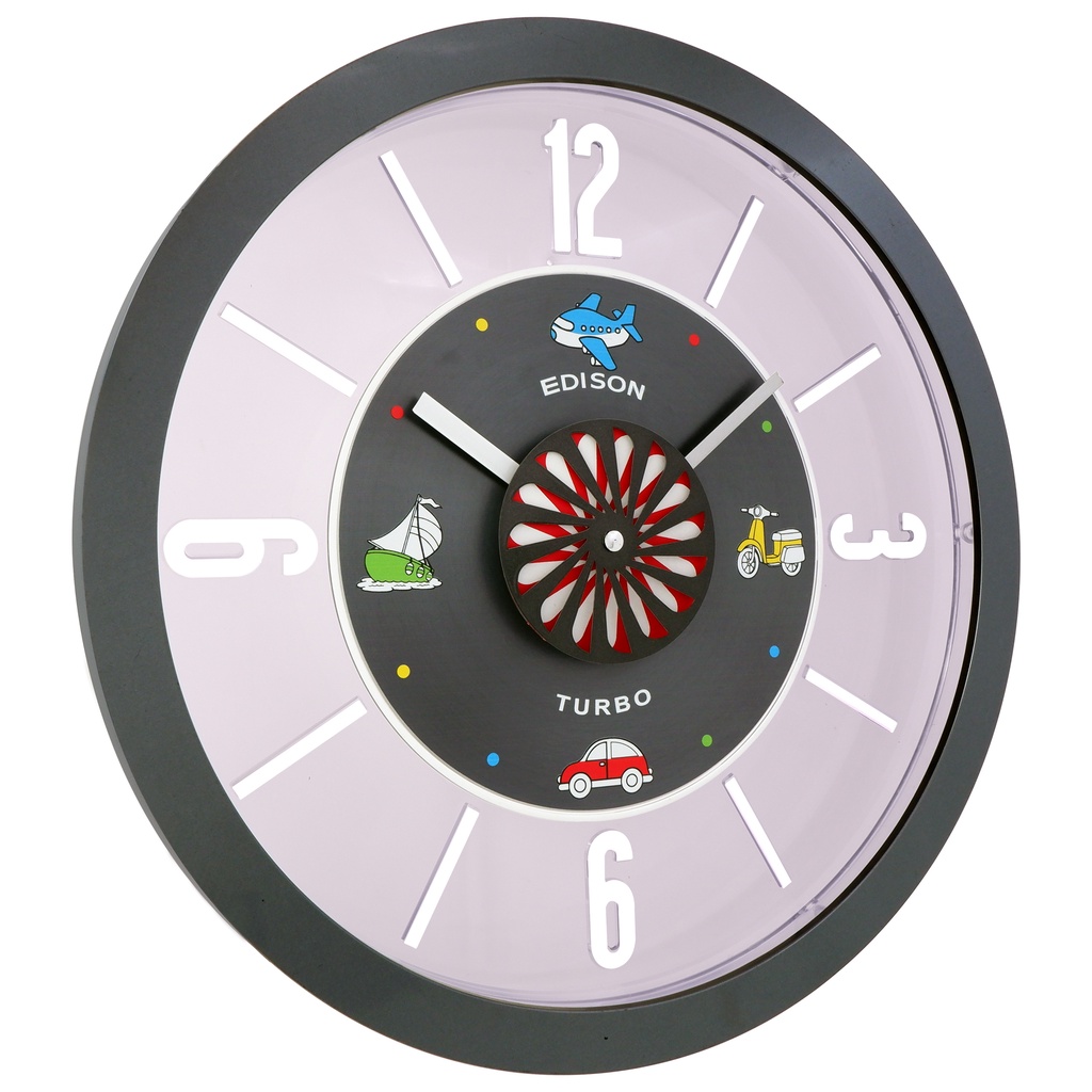 Jam Dinding Edison Sweep ES 3382 TB Timbul Plate Metal Diameter 330mm 33cm