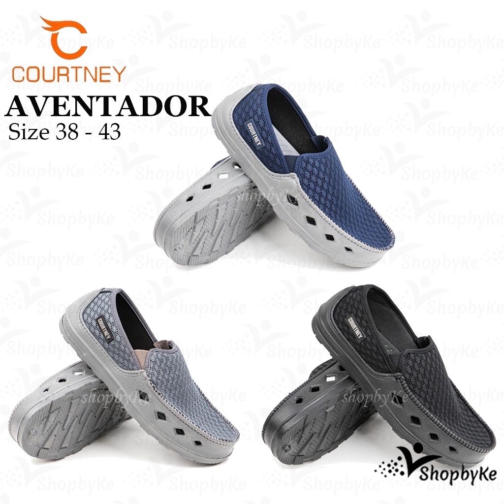 Sepatu Selop Pria Ardiles Courtney AVENTADOR Warna HITAM BIRU ABU Size 38-43 - Fashion Casual Pria