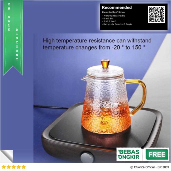 

Promo BORREY Teko Pitcher Teh Chinese Teapot Maker Glass 450ml - BR-035 - Transparan Etc Diskon