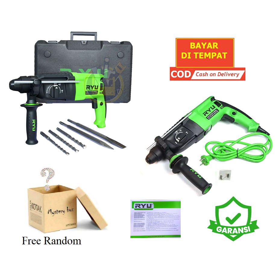 RYU RRH 26 Rotary Hammer Mesin Bor Bobok Beton SDS Plus Rotary Hammer bobok 3 fungsi ryu RRH26 RRH 26 / Rotary Hammer Bor Bobok Demolition Drill MURAH ORIGINAL BERGARANSI