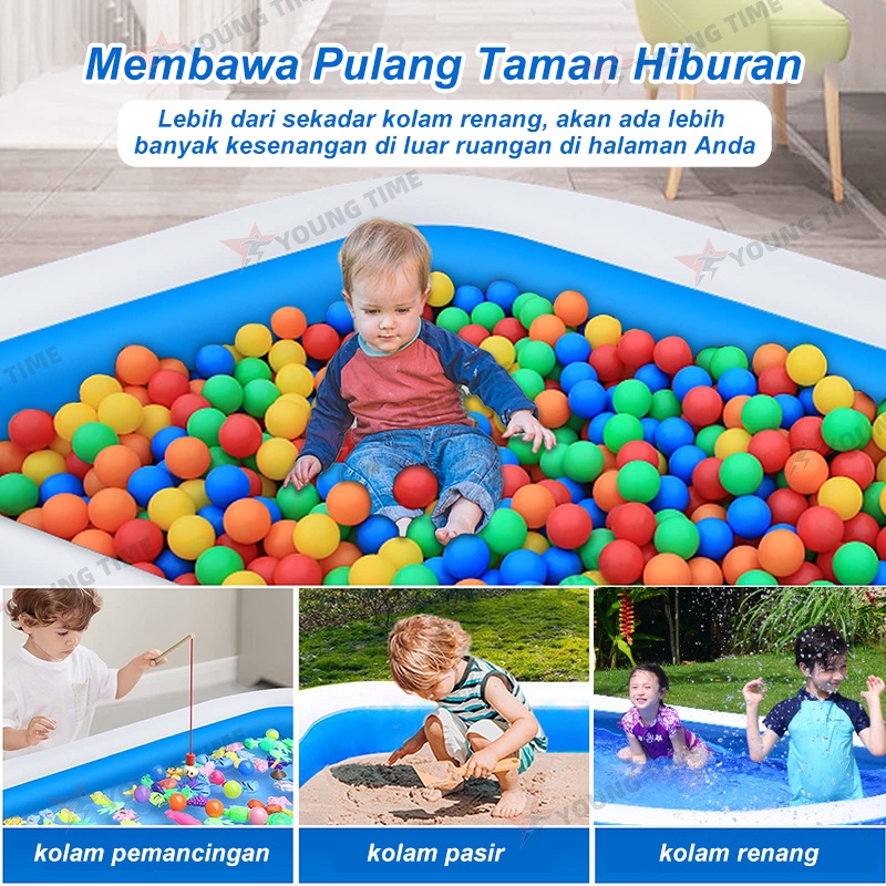 【Pertukaran Gratis】Kolam Renang Anak jumbo 3 Rings dan Bayi Tiup Karet Besar Family Inflatable Swimming Pool Luar Ruangan 305cm/260cm/200cm