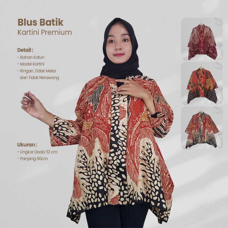 Blus Batik Kartini Premium Merah Series- Naira Batik