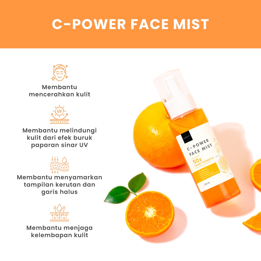 Scarlett Whitening C-Power Face Mist | Serum Membantu Melembapkan dan Mencerahkan Wajah