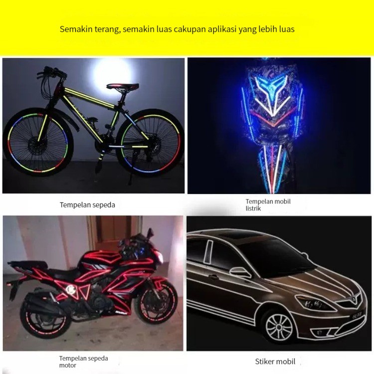 (Stok, Dikirim dari Jakarta) Personalized Sepeda Reflektif Strip Stiker Bercahaya Pakaian Siswa Neon Stiker Jas Hujan Pita Reflektif Anti-Tabrakan Dekorasi Tahan Air