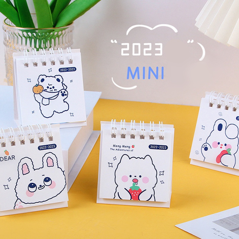 Ins Kalender Mini Writable Mark Portable Buku Rencana Belajar Kantor2023Kalender Desktop Kartun Lucu