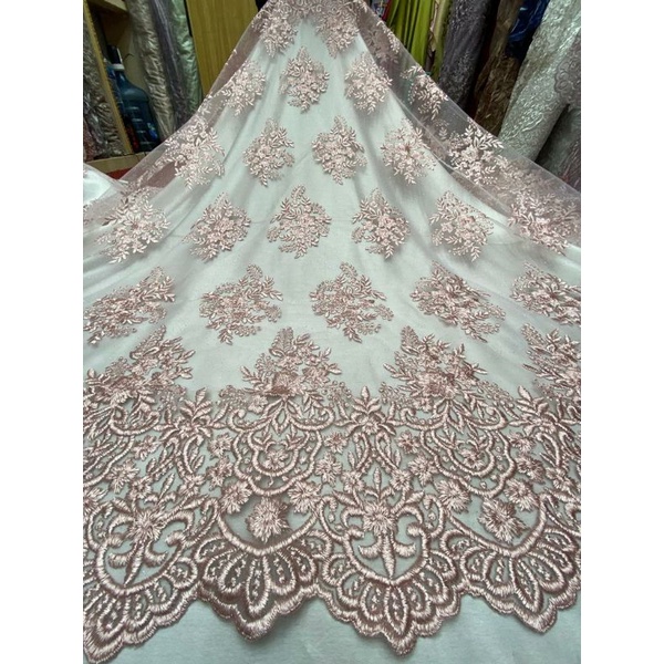 Kain Tile Kebaya Bordri Gliter / Bahan Kebaya Tile Bordir (Harga Per 1/2 Meter)