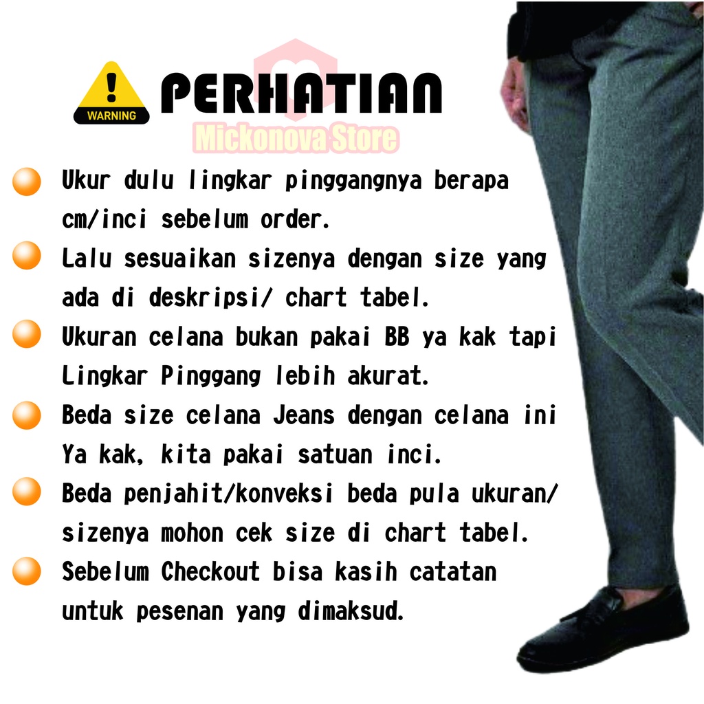 Mickonova Celana Kain Pria Formal Clana Kerja Kantor Cowok Panjang Slimfit Kantoran