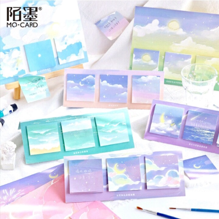 

60 lembar, 3 motif memo sticky notes MO.CARD gambar bulan