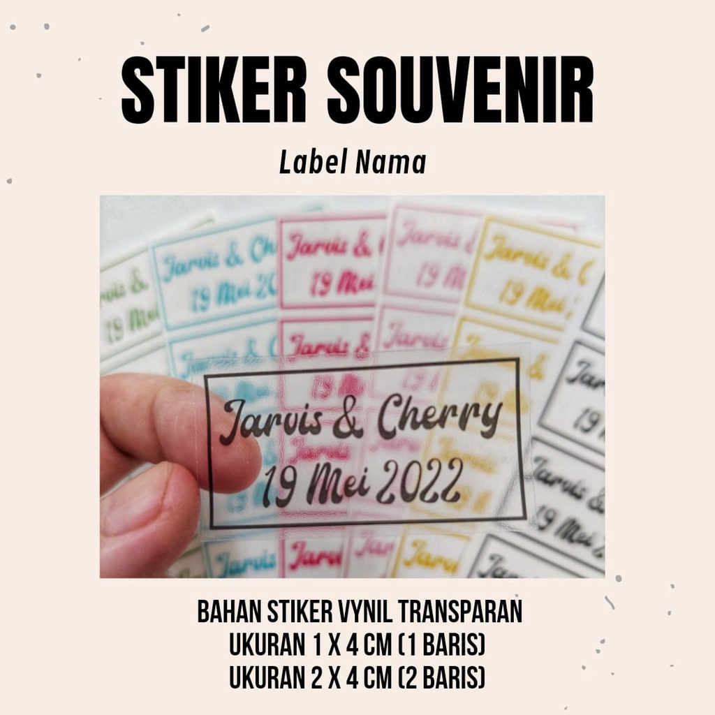 Jual Stiker Souvenir Label Nama Transparan Bisa Custom Tulisan | Shopee ...