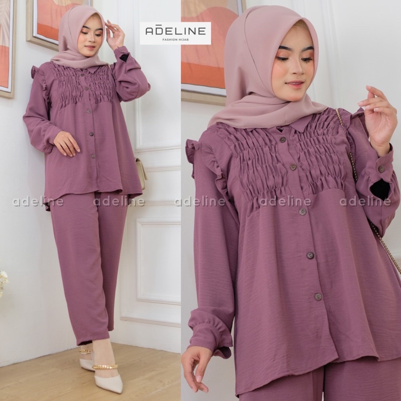 Smoke Set Ld110- SetCel Crinkle Jumbo Bigsize Oversize  One Set Setelan Wanita / 395-7040