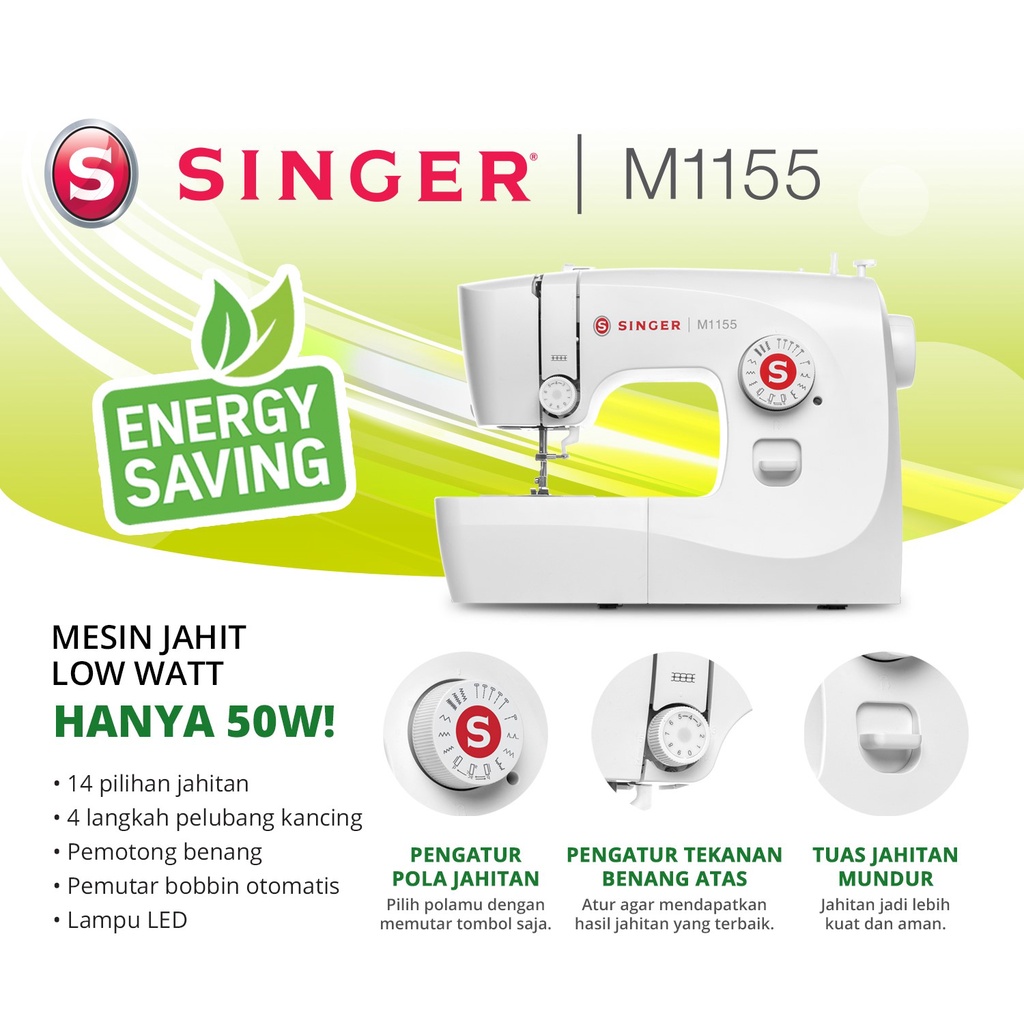 (FREE OLI SINGER 80ml) Mesin Jahit Singer M1155