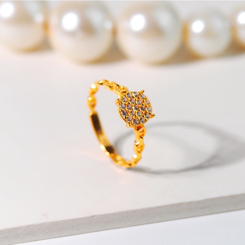Cincin Emas Vallenci Plat Bulat Mata Full Tabur - Toko Emas Gadjah