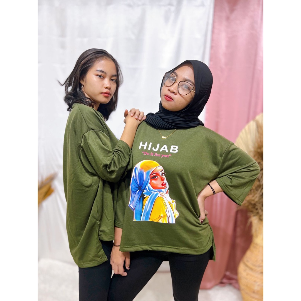 KAOS OVERSIZE HIJAB GIRL / ATASAN KAOS JUMBO XXXL / ATASAN OVERSIZE BIGSIZE