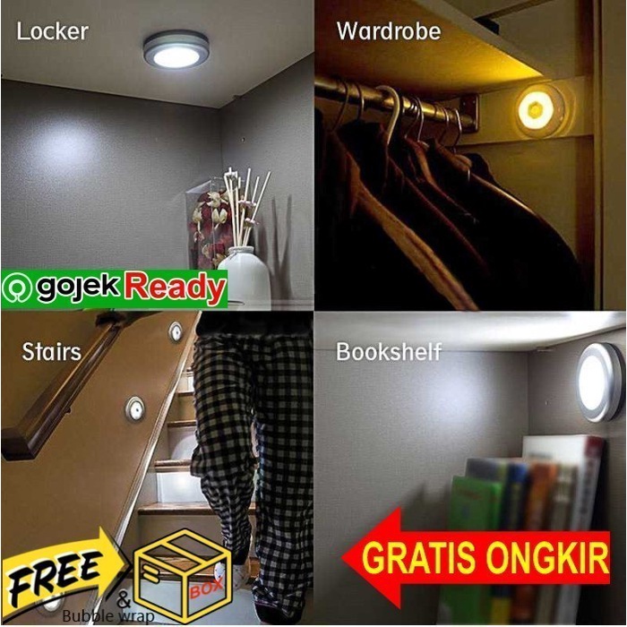FMFIT Lampu tempel led tangga rumah bioskop lemari kabinet sensor gerak