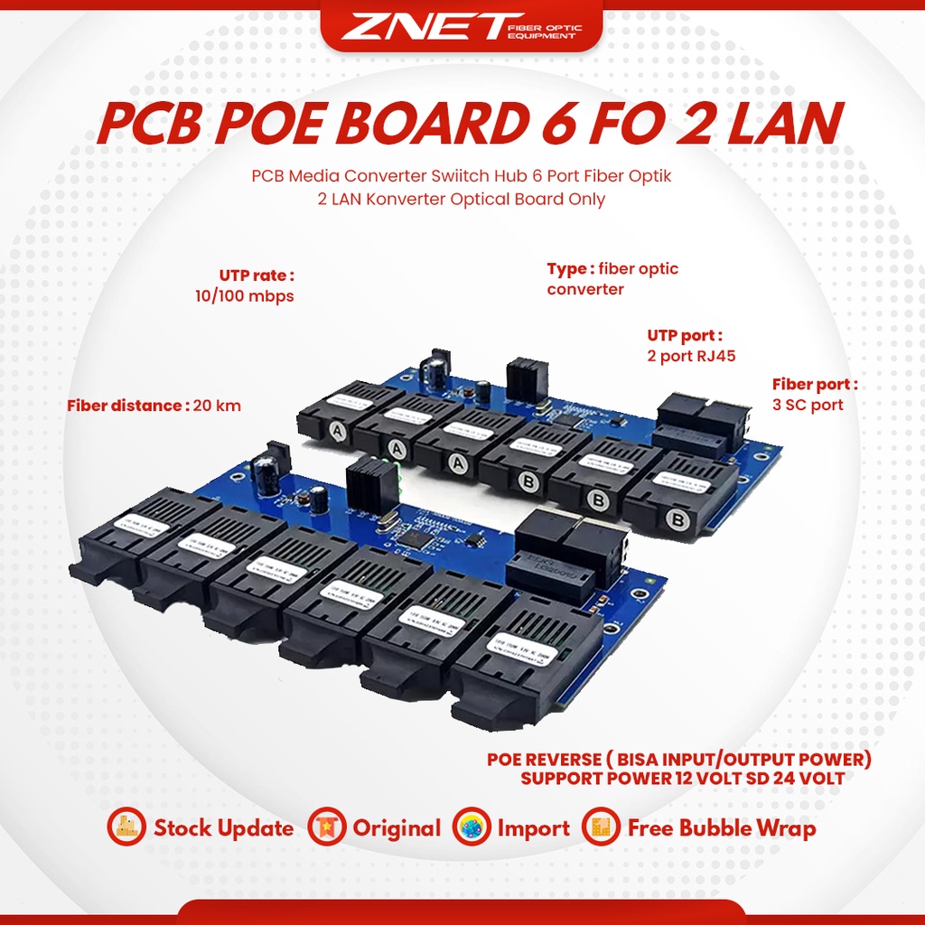 Jual Poe Fo Lan Media Converter Pcb Board Konverter Fiber Optik