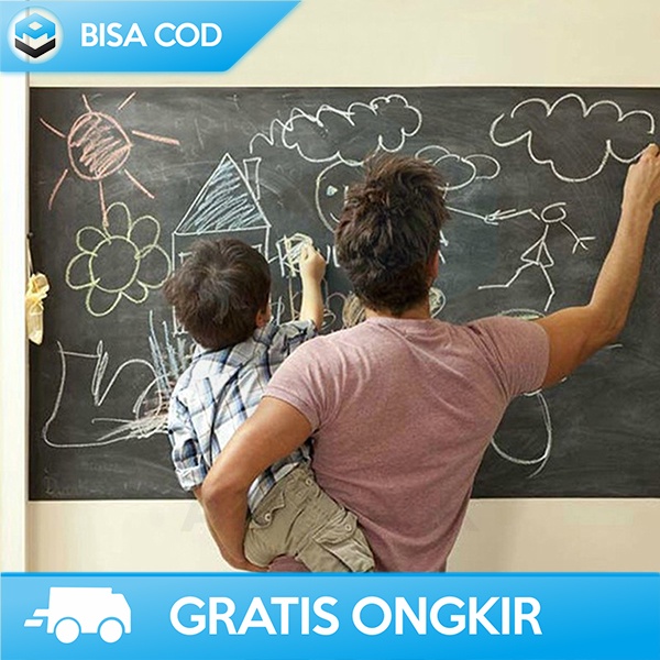 STIKER PAPAN TULIS DINDING STICKER BLACKBOARD MUDAH DIPASANG 200x45CM