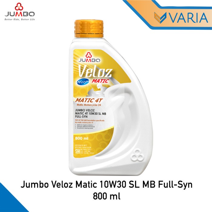 Jumbo Veloz Matic Oil 10W-30 SL MB Full Synthetic Oli 800 ml 0.8 L