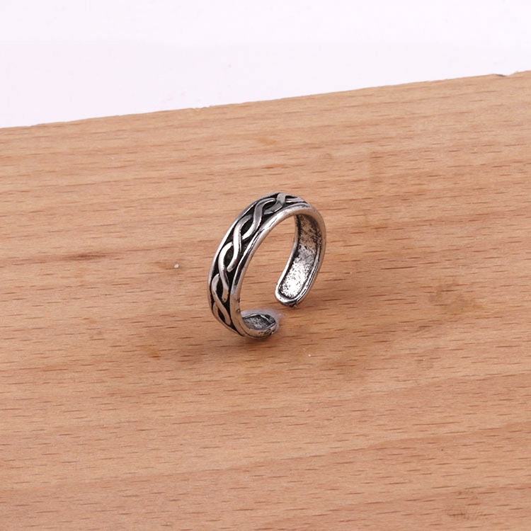 Cincin Model Tali Kepang Bahan alloy Gaya retro Korea Untuk Pria