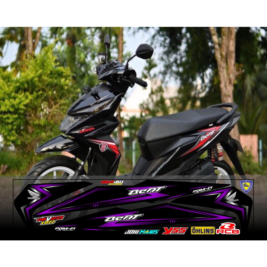 COD / VARIASI STRIPING STICKER HONDA BEAT ESP/NEW STIKER VARIASI MOTIF STYLE LIST RACING HITAM UNGU 