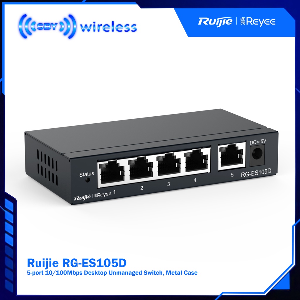 RUijie Reyee RG-ES105D Switch HUb 5-Port 10/100Mbps Metal Case