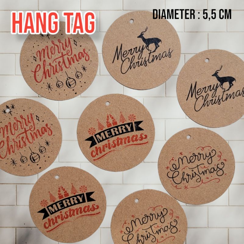 

(10 pcs) Hang Tag Bulat Natal Hangtag Merry Christmas Eco Kraft 5,5cm