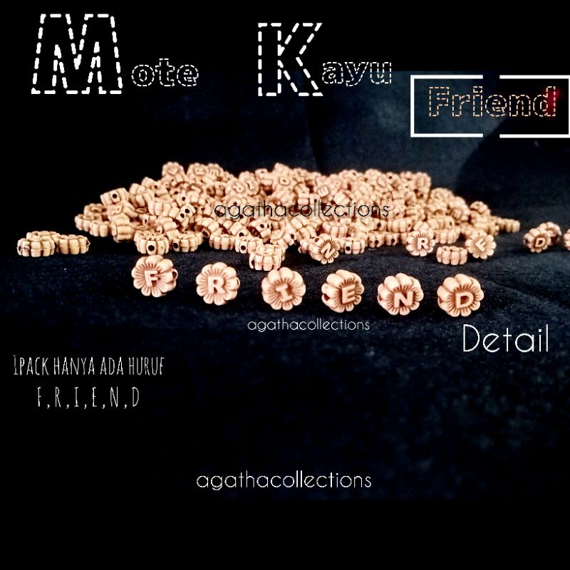 Mote Kayu Huruf FRIEND ±90gram