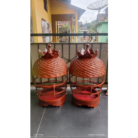 Sangkar perkutut sangkar Kutut klasik anyam jati ruji fiber anyaman rotan asli