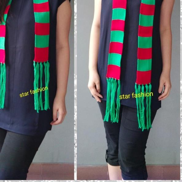 syal/syall /shawl rajut natal merah hijau kecil