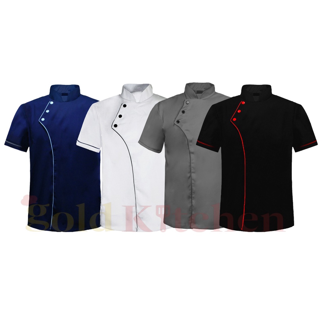 Baju Koki Chef Jacket Lengan Pendek Pria Wanita Model Style Bahan Drill