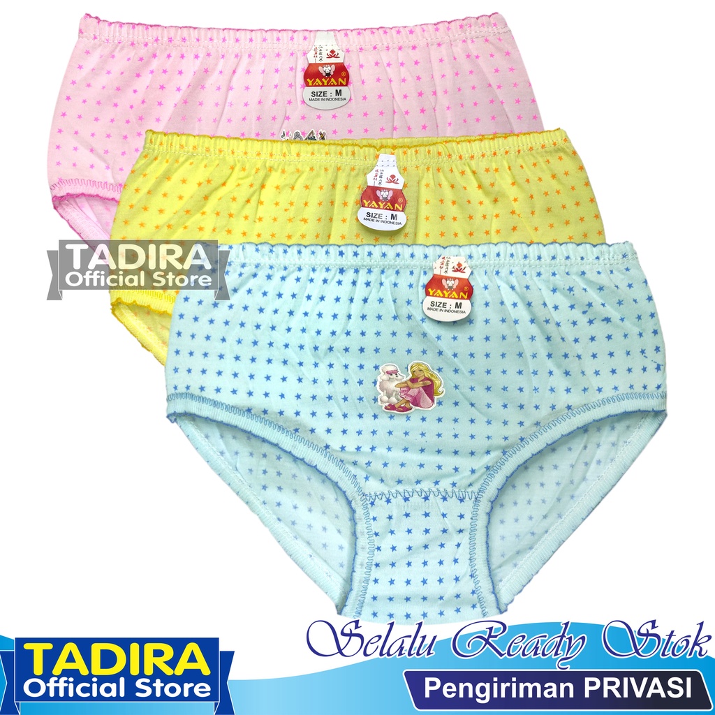 3 Pcs Celana Dalam Anak Perempuan Gambar Motif Warna Random TADIRA Store