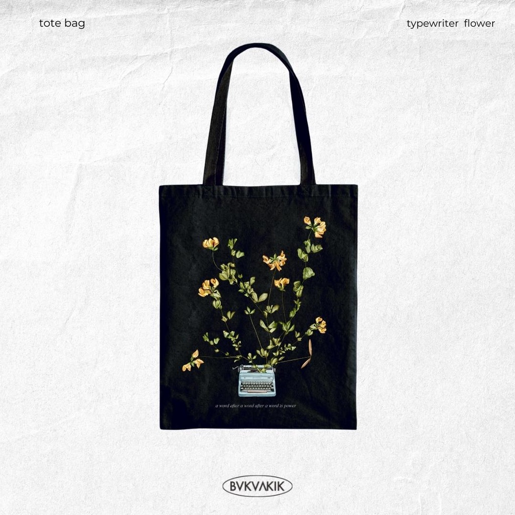 Tote Bag Typewriter Flower