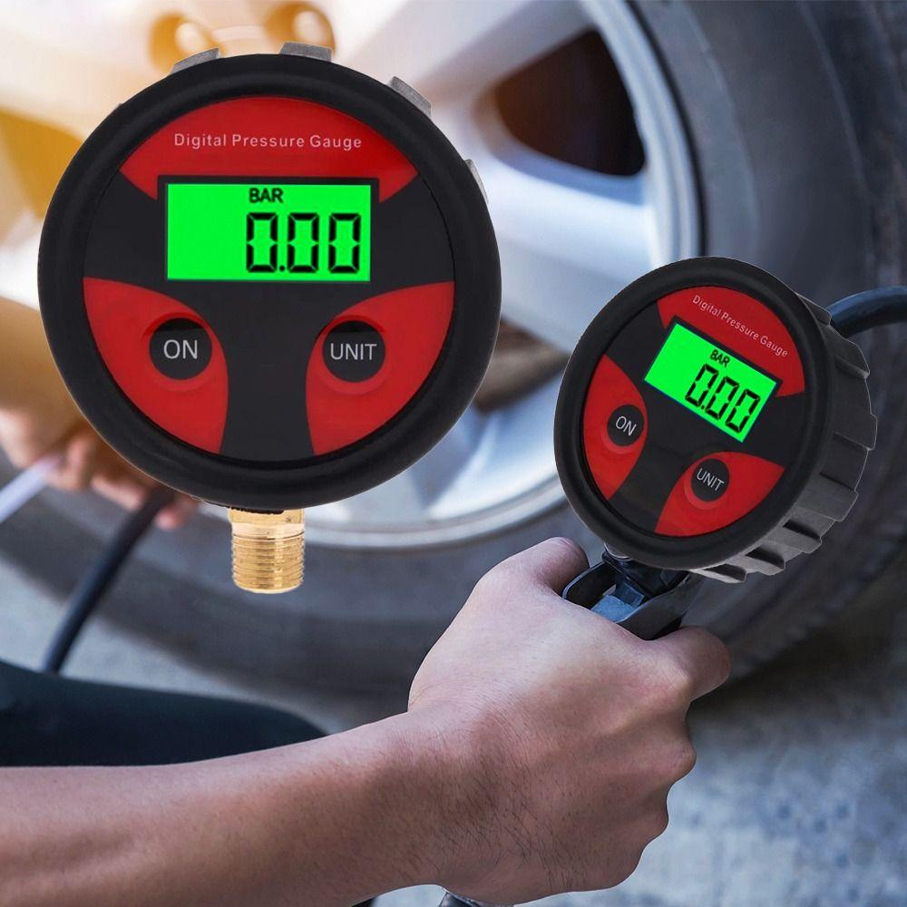 Populer Air Pressure Gauge Presisi Tinggi Digital Display Pengukur Tekanan Ban Karet Tembaga