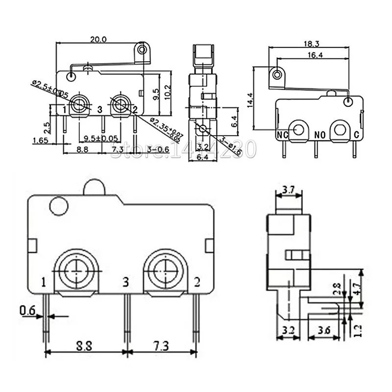 Micro Switch SPDT 5A Push Button Lever Roller KW11-3Z