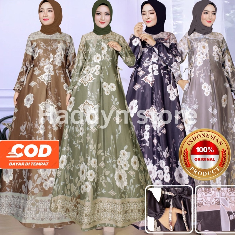 MAWAR DRESS |Gamis Maxmara silk motif Bunga /Gamis Motif Terbaru/Dress motif pesta By Husna collection