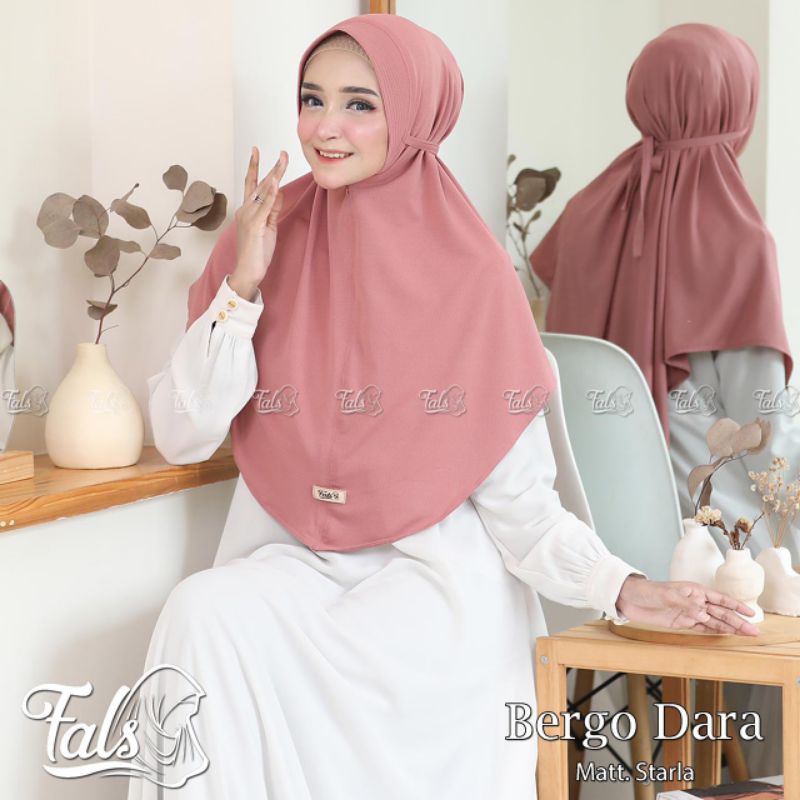 (Ori Fals) BERGO DARA •jilbab instan jersey starla•kerudung pet tali