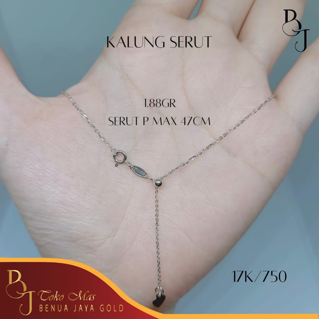 Kalung Serut Rantai Trixie Emas Putih 17K/750