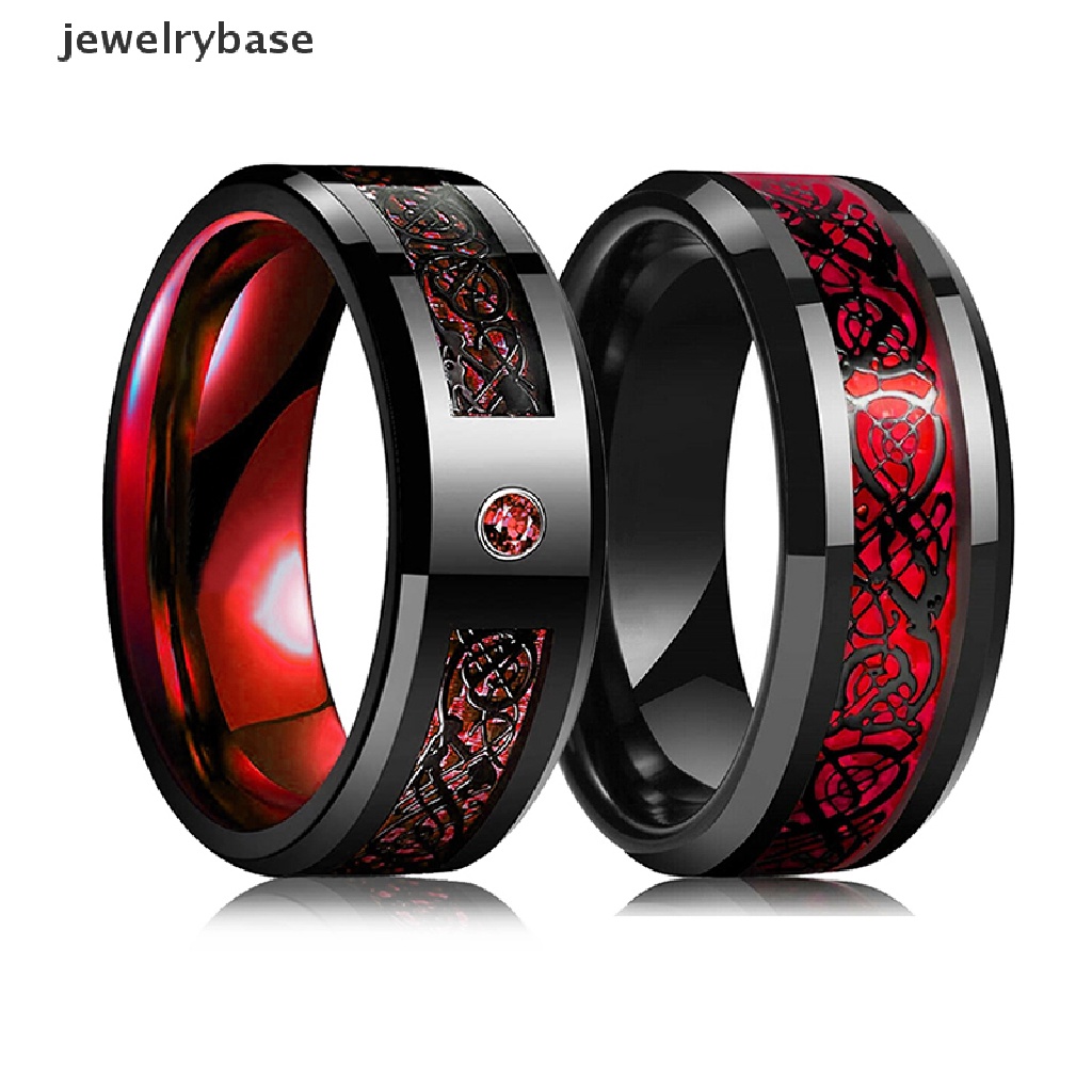 Cincin Bahan Stainless Steel Tungsten Carbon Fiber Warna Hitam Ungu Ukuran 8mm Untuk Pria