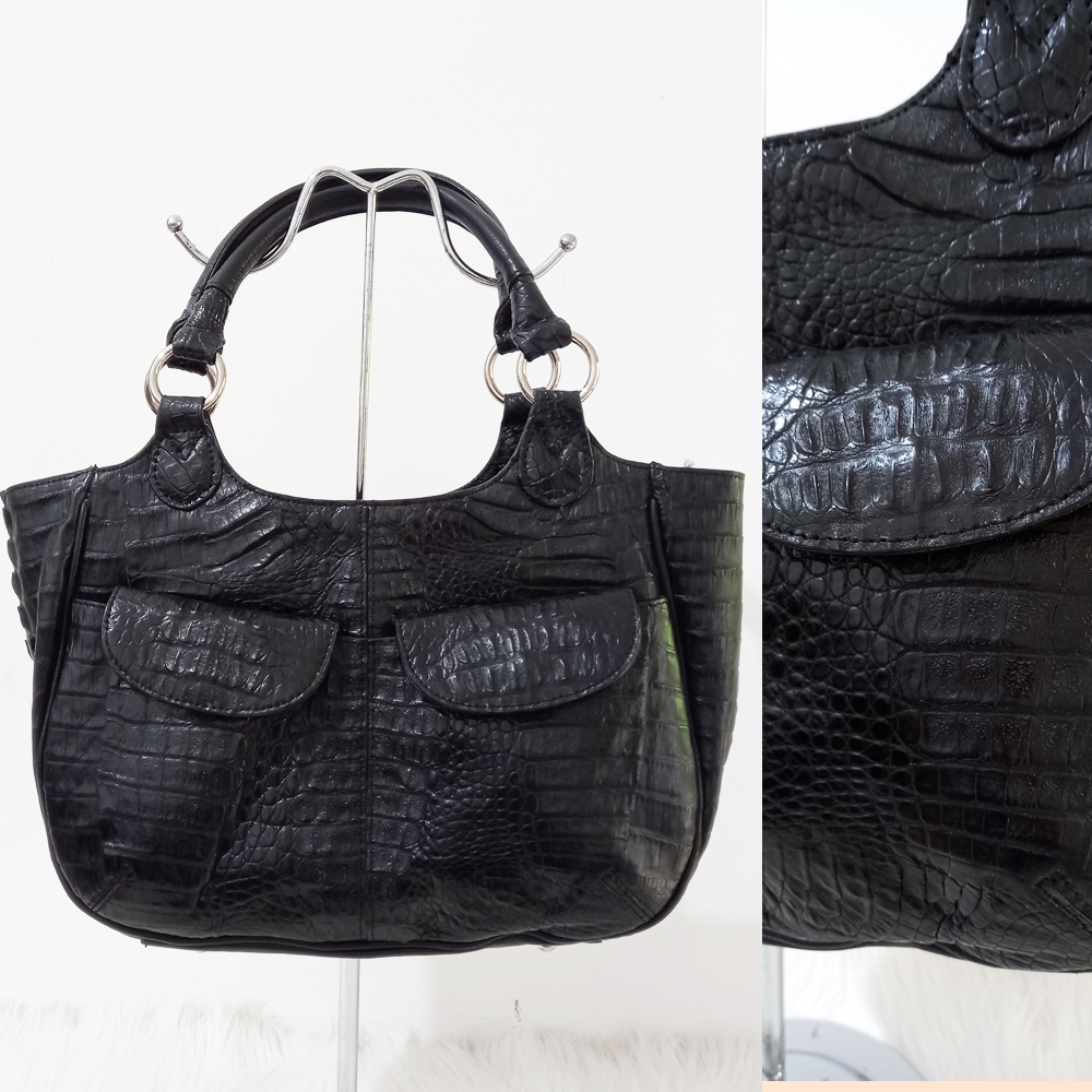 tas kulit asli vintage antique branded pl hitam mewah