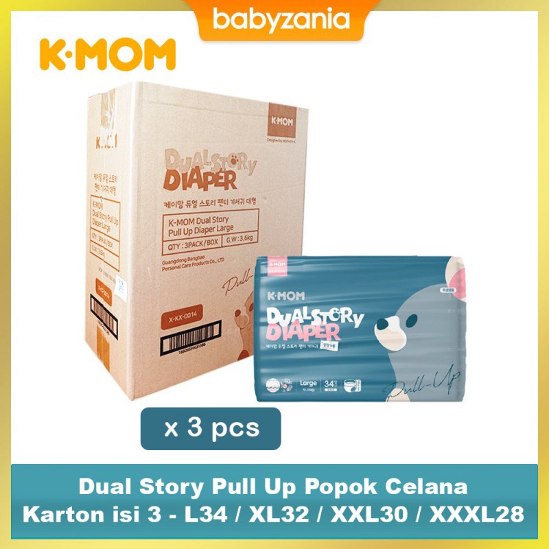 K-MOM Diaper Pants Popok Celana - Karton Isi 3 - L34 XL32 XXL30 XXXL28