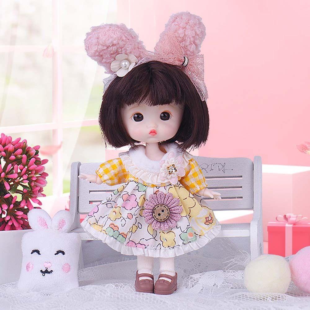 Quinton1 /12 BJD Boneka Warna-Warni Ekspresi Lucu Kawaii Pakaian Fashion Hadiah Ulang Tahun Munecas Mainan Sendi Bergerak DIY Mainan Boneka Bayi Fashion Boneka Saku Bersama Boneka