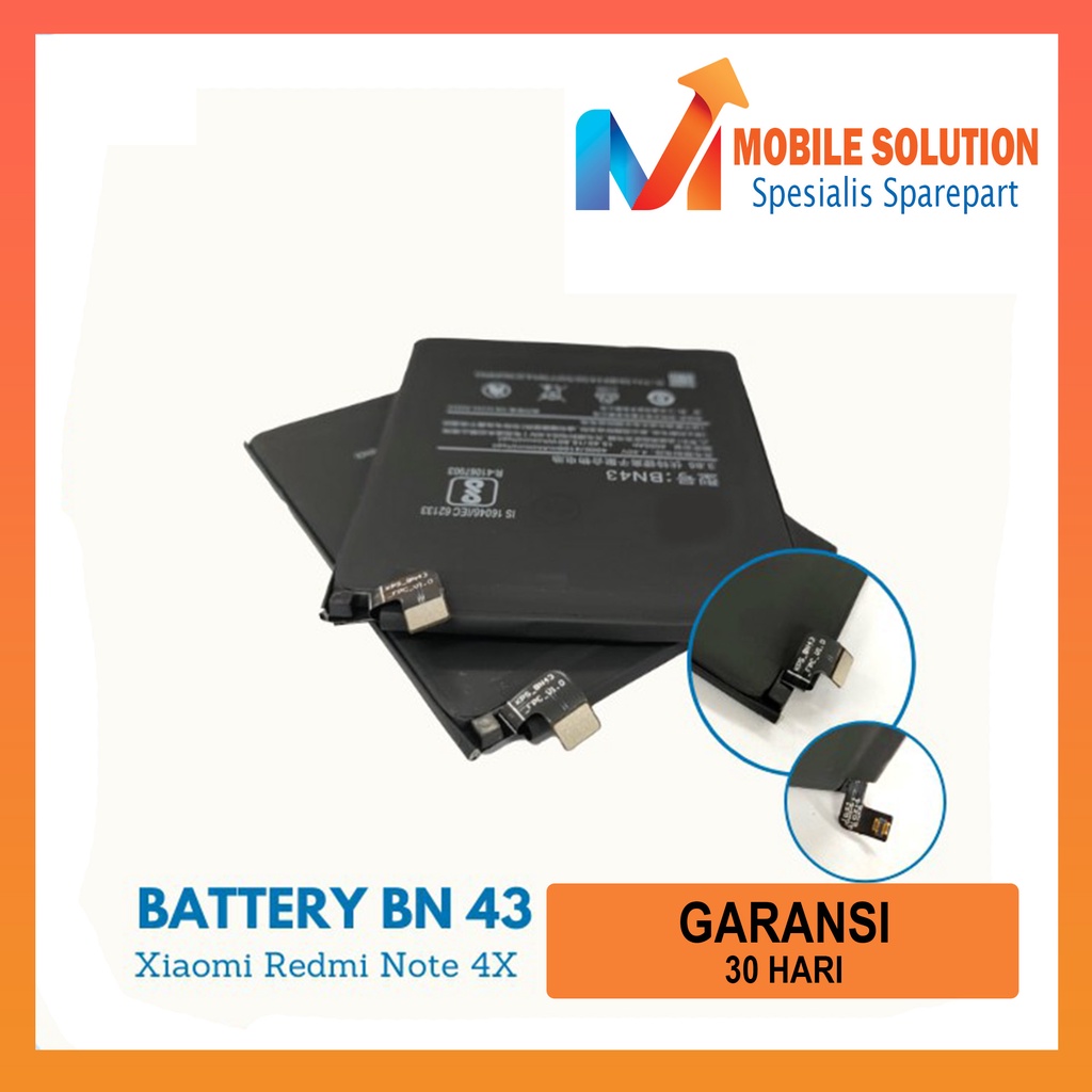 Grosir Baterai Xiaomi Redmi Note 4X Processor Snapdrgon / Baterai Xiaomi BN43 High Version Garansi 1 Bulan + Packing