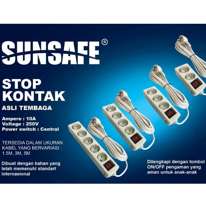 Stop Kontak Kabel 5 M 5 Lubang / 4 Lubang / 3 Lubang StopKontak Arde Kabel Roll