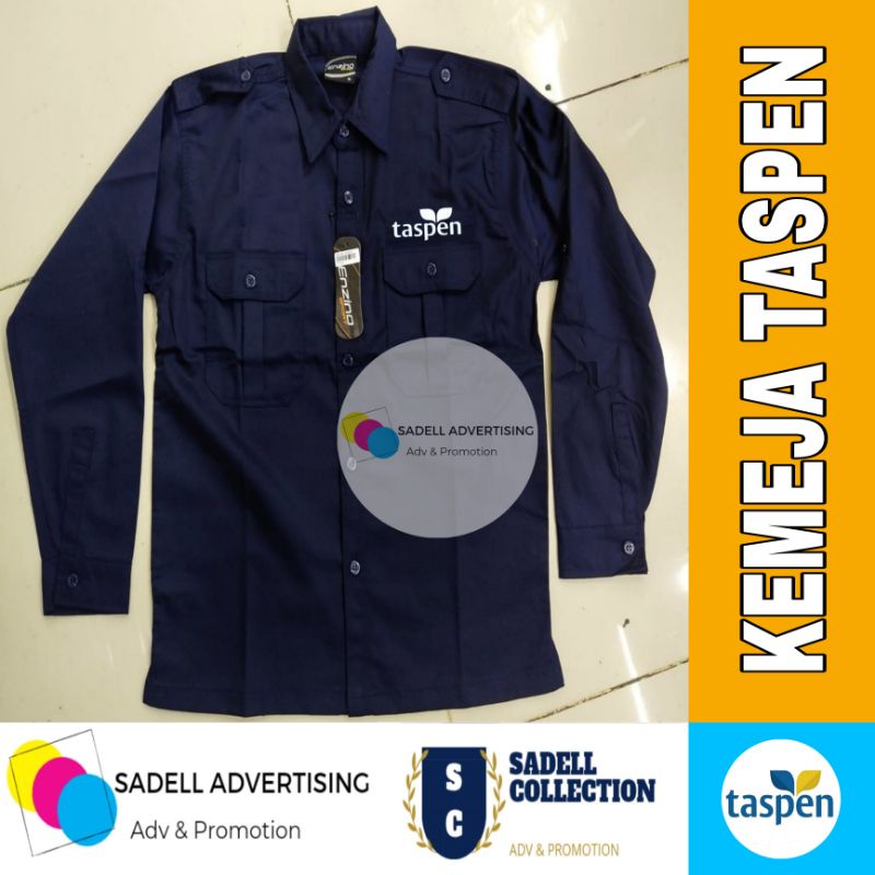 Kemeja PDH Taspen Seragam PDH Taspen Navy Lengan Panjang Pria