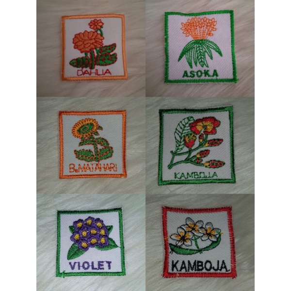 BET REGU VIOLET | Bet Tanda Regu Bunga | Tanda Regu Bordir Gambar Bunga | Badge Pramuka