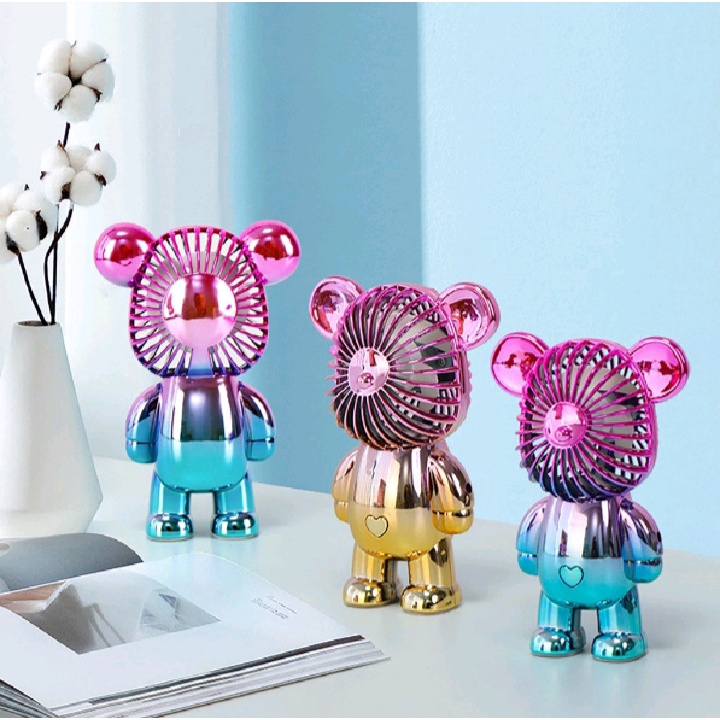 Kipas Angin Gradasi Bear Viral Mini Portable USB Charge Kipas Angin Genggam Rechargeable Fan 3-Speed