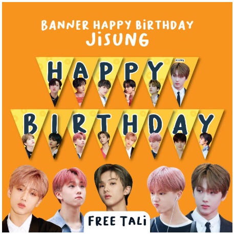 BANNER HAPPY BIRTHDAY JISUNG NCT DEKORASI ULANG TAHUN HIASAN ULTAH KPOP KOREA TUSUKAN KUE TOPPER CAK