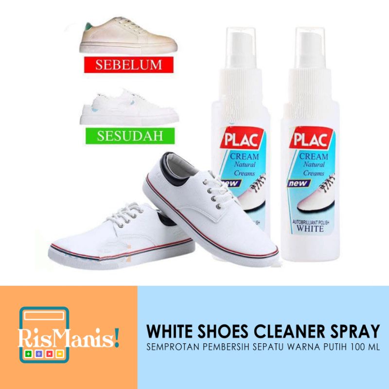 WHITE SHOES CLEANER SPRAY - Pemutih Sepatu Pembersih Semir Extra Pemoles Dompet Tas Kulit isi 100 ml Shoe Care Perawatan Sneaker Botol Semprot