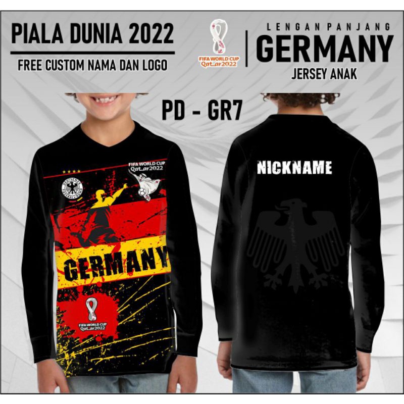 Jersey piala dunia Qatar 2022 baju bola Jersey fans Jerman piala dunia 2022 anak lengan panjang
